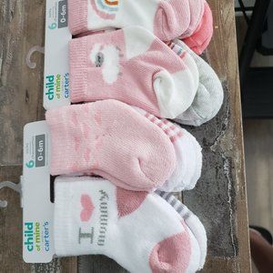 2 packs Baby Girl Socks 0-6 months (12 sets total)